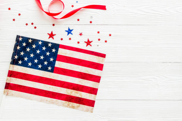 istock Independence Day. American flag top view copy space 1253423045