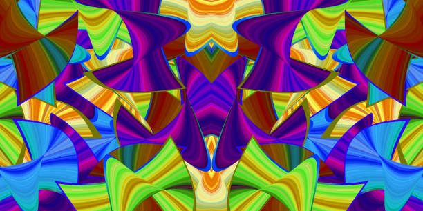istock Beautiful colorful stripes abstract background, stretched pixels effect. Decorative fantasy ornaments 3D illustration 1253423090