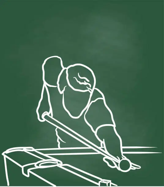 Vector illustration of Pool Player Final Shot Chalkboard
