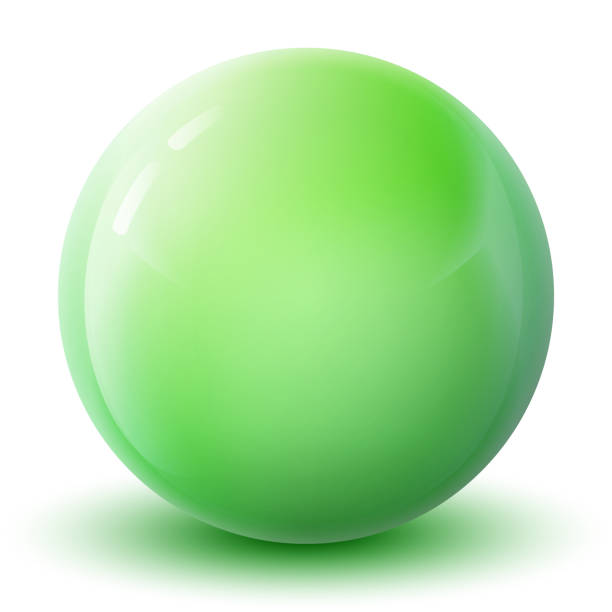 istock Glass green ball or precious pearl. Glossy realistic ball, 3D abstract vector illustration highlighted on a white background. Big metal bubble  with shadow. 1253428792