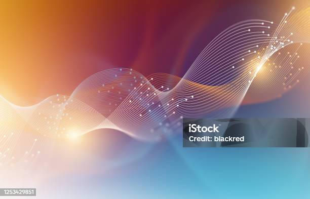 Colorful Abstract Technology Wave Graphic Background Stock Photo - Download Image Now