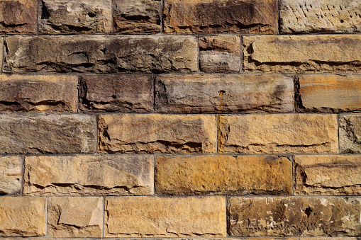 Brick building material on construction site. Backround texture