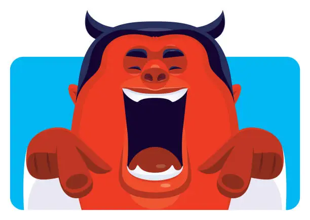 Vector illustration of evil man laughing and pointing at you