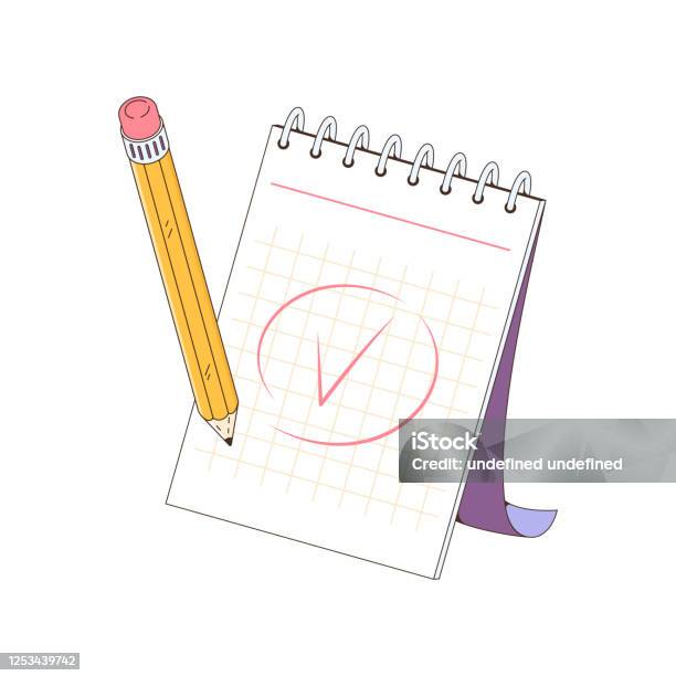 Symbol Note Done A Notepad For Taking Notes The Pencil Writing Note Mark Done Vector ...