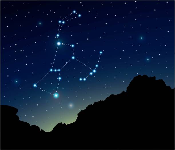 gece gökyüzünde orion takımyıldızı - orion bulutsusu stock illustrations