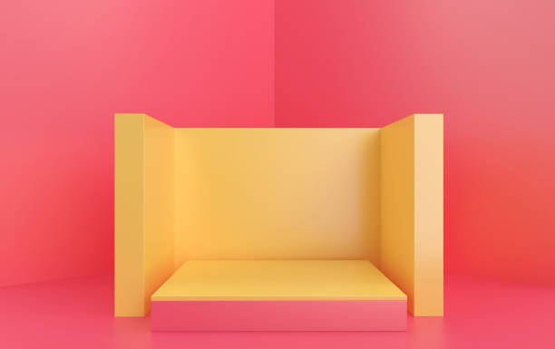istock abstract geometric shape group set, pink studio background, rectangle yellow pedestal, 3d rendering, scene with geometrical forms, fashion minimalistic scene, simple clean design, yellow rectangular wall 1253445998
