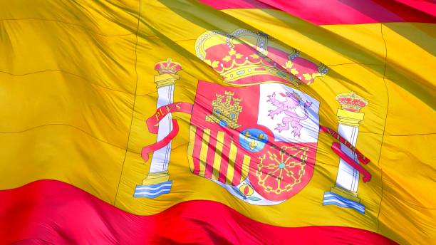 istock the Spanish flag in a big wind 1253446721