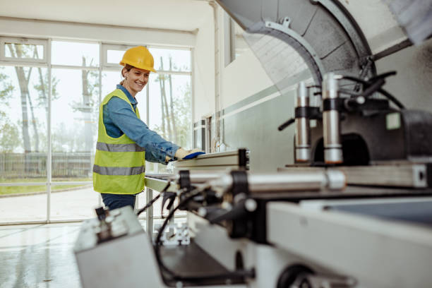 istock Female blue collar workers in factory 1253447875