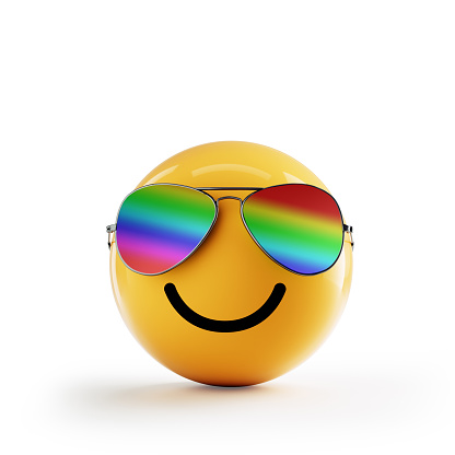 Smiling face with rainbow colored sunglasses