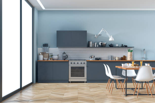 istock Modern kitchen and dining room stock photo 1253449495