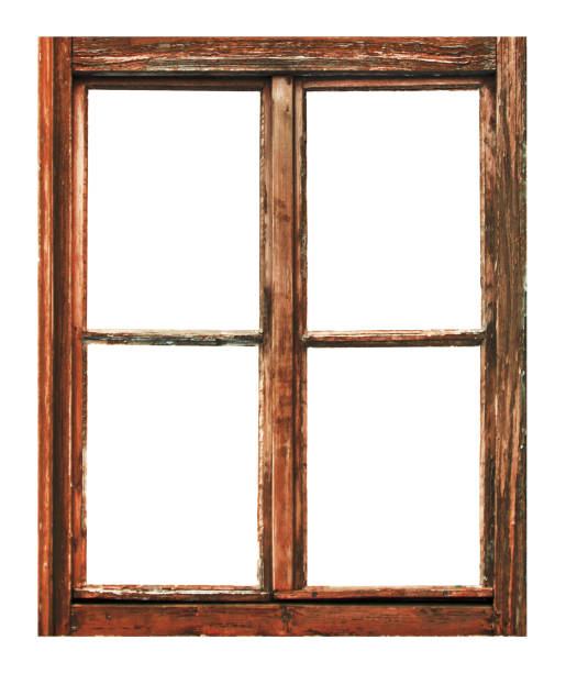 istock Vintage brown wooden window 1253450353