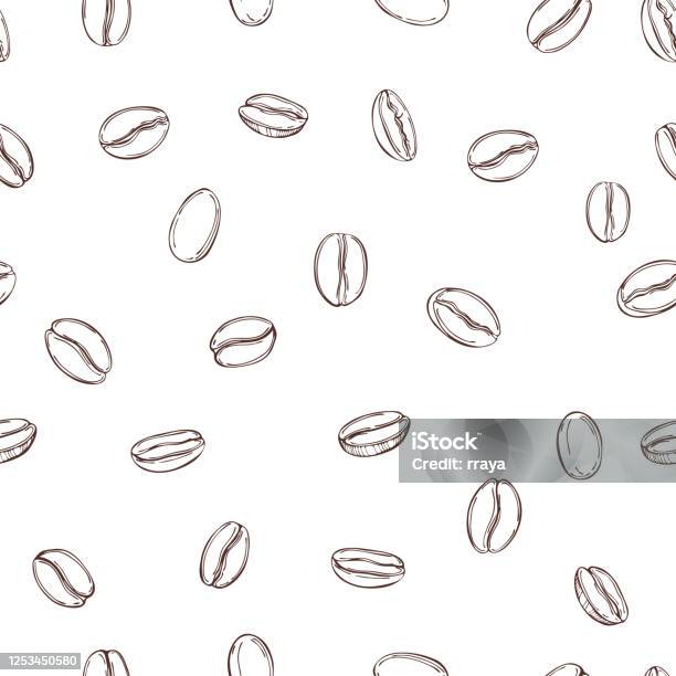 Vector Seamless Pattern With Coffee Beans Stock Illustration - Download Image Now - Roasted Coffee Bean, Raw Coffee Bean, Illustration