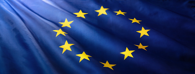 European Union Flag Waving on a High Quality