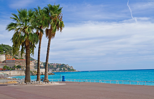 Beach of Nice on Promenade des Anglais