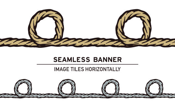 ilustrações de stock, clip art, desenhos animados e ícones de tileable rope banners on white background - tangled rope tied knot backgrounds