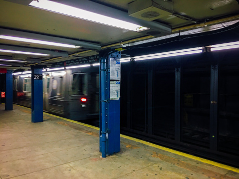 New York city subway train approaching