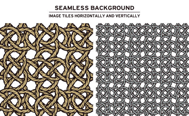 illustrations, cliparts, dessins animés et icônes de fond de corde tileable sur le blanc - tangled rope tied knot backgrounds