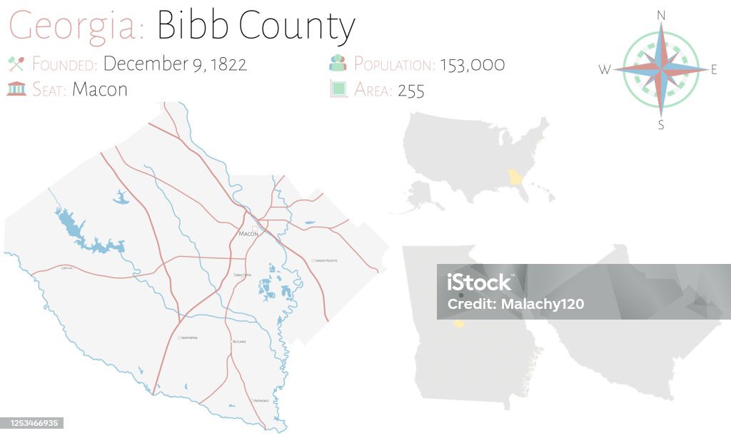 ビブ郡ジョージア州の地図 ジョージア州のベクターアート素材や画像を多数ご用意 ジョージア州, 地図, 地域 iStock