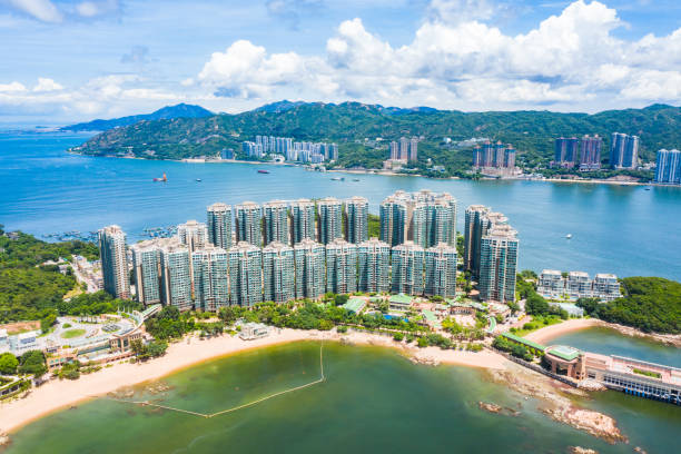 istock Drone view of Park Island, Hong Kong 1253471112