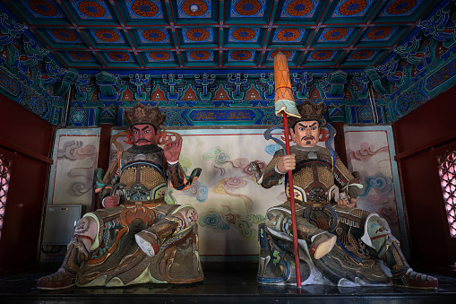 Statues in buddhist temple - statues of the Four king of Chinese Buddhism.