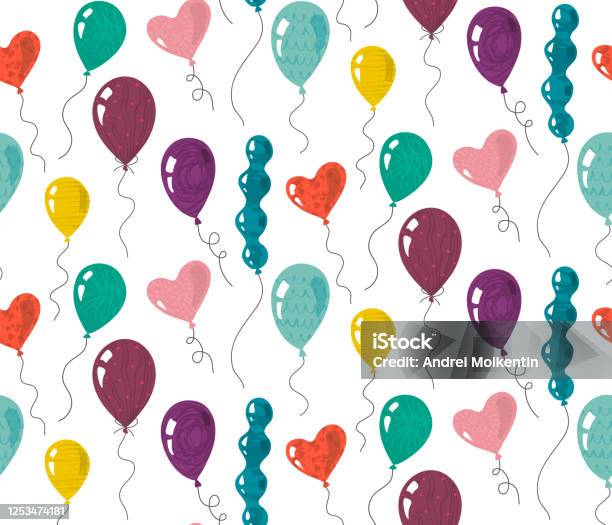 Balloon Pattern Texture Vector Seamless Pattern With Doodle Balloons With Hand Drawn Texture ...