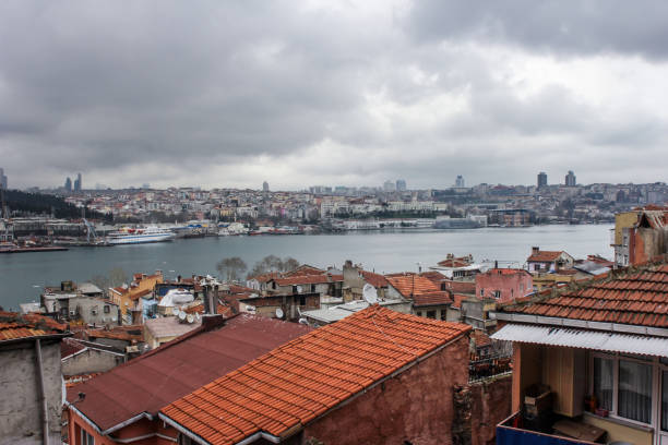 istock Istanbul city skyline with bosphorus in a poor district 1253477133