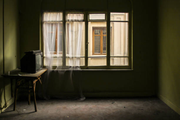 istock Abandoned house with a television set inside 1253477620