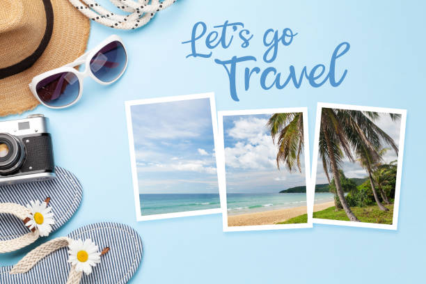 istock Summer vacation items and accessories 1253481143