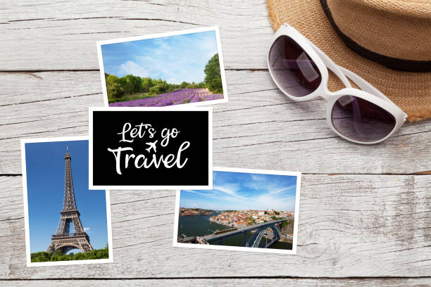 istock Travel concept with vacation photos 1253485185
