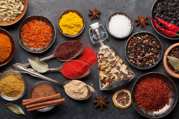 istock Various spices in bowls and spoons 1253491881
