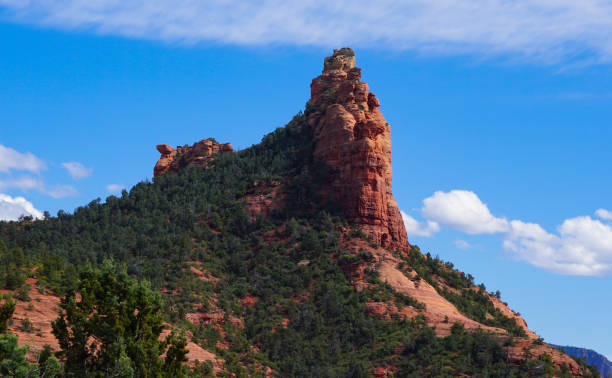 View of Sedona's Coffee Pot Formation stock photo