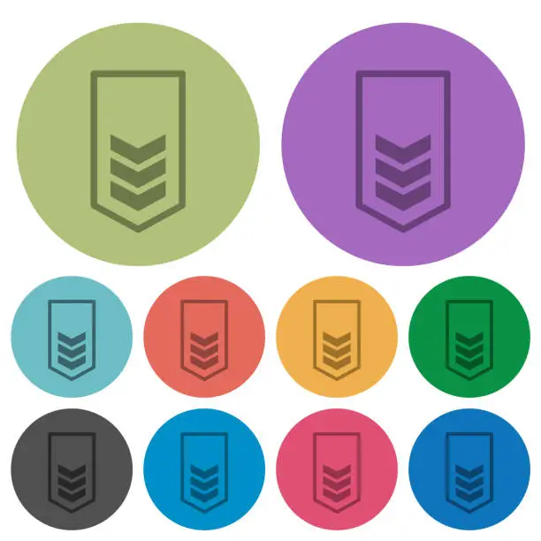 Vector illustration of Military insignia with three chevrons color darker flat icons