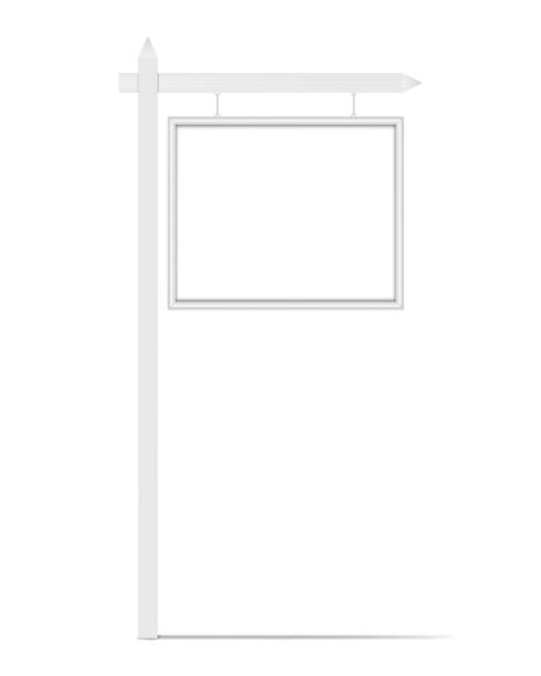 Blank white hanging signboard, vector mock-up. Empty street outdoor sign, mockup for design Blank white hanging signboard, vector mock-up. Empty street outdoor sign, mockup for design. yard sign stock illustrations