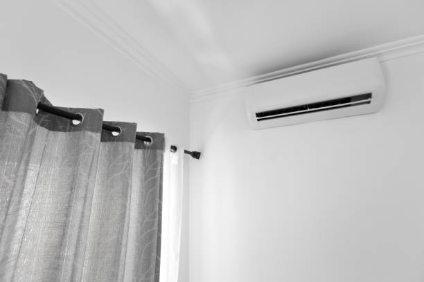 istock Flat air conditioner on white wall in room interior 1253505261