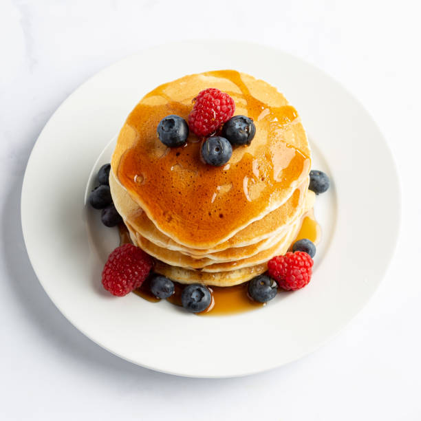 istock Overhead of a Stack of Pancakes 1253508037