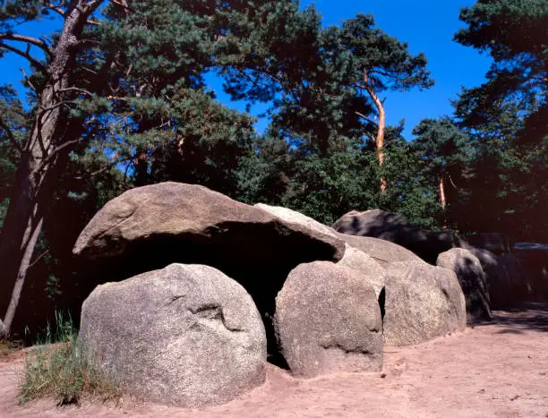Prehistoric dolmen in Emmen, The Netherlands. A grave of about 5400 years old, build around 3400 BC