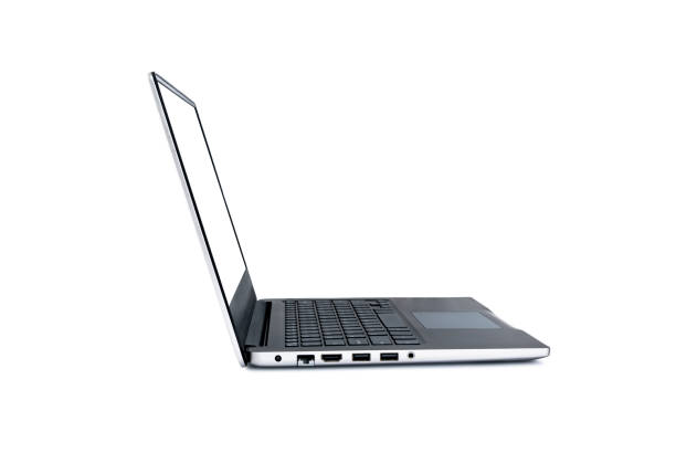 istock Modern slim design laptop with blank screen, Aluminum material, isolated on white background. template laptop Mock up. File contains with clipping path so easy to work. 1253511836
