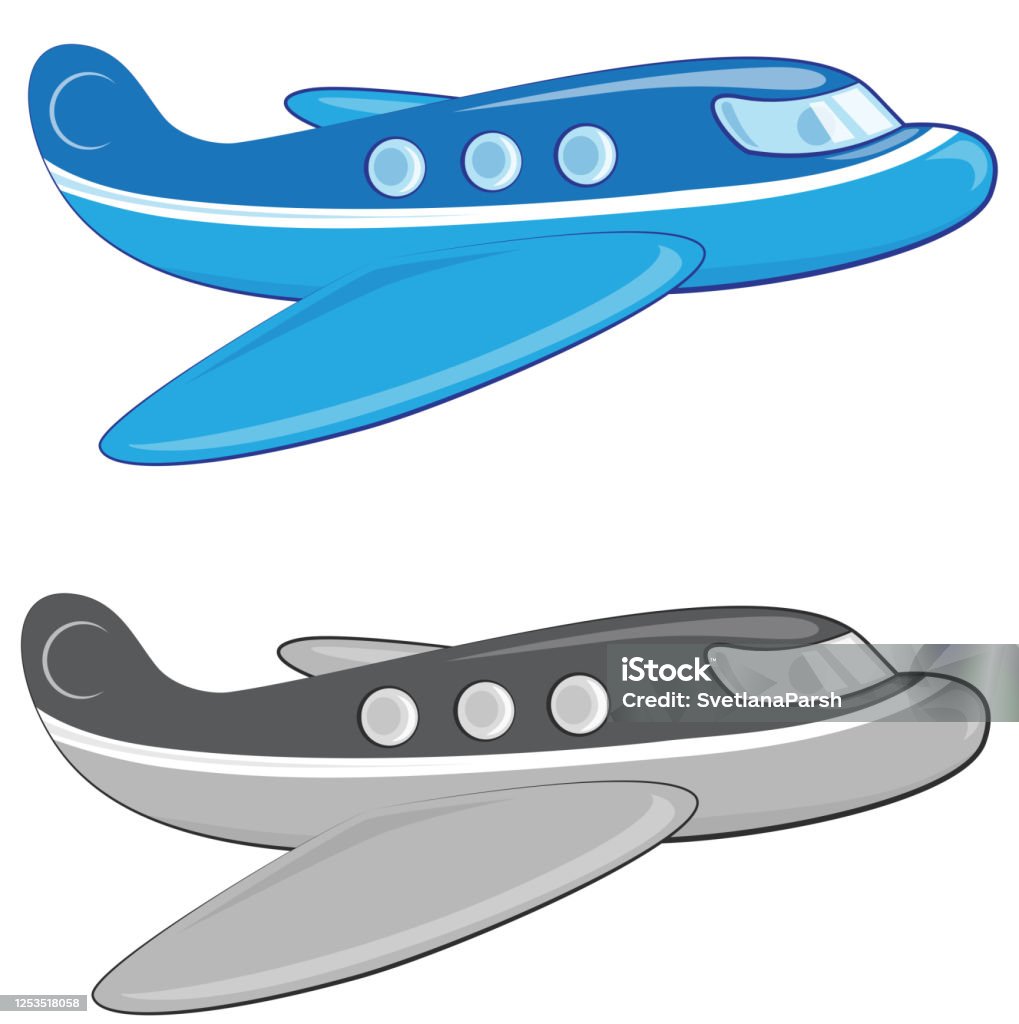 Ilustración de Aviones De Dibujos Animados Versiones De Color Y Monocromo  Ilustración Vectorial Eps 10 y más Vectores Libres de Derechos de Avión -  iStock
