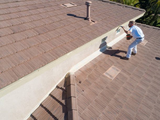 istock Professional Painter Using A Brush to Paint House Fascia 1253519133