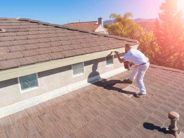 istock Professional Painter Using A Brush to Paint House Fascia 1253519265