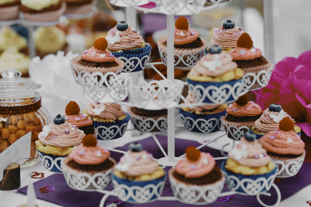 istock Cupcakes. Event desert and wedding catering background. 1253521392
