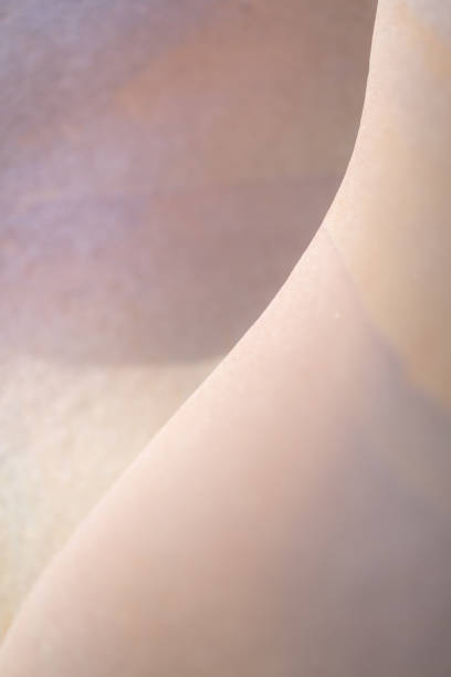 istock Smooth curved pastel coloured rock on the coast 1253528891