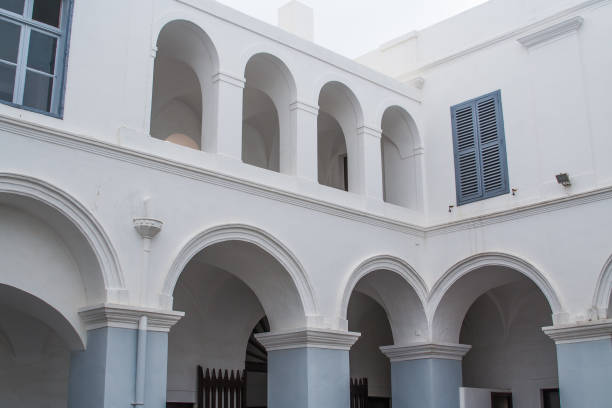 istock Monastery Courtyard on the Island of Santorini Greece 1253531491