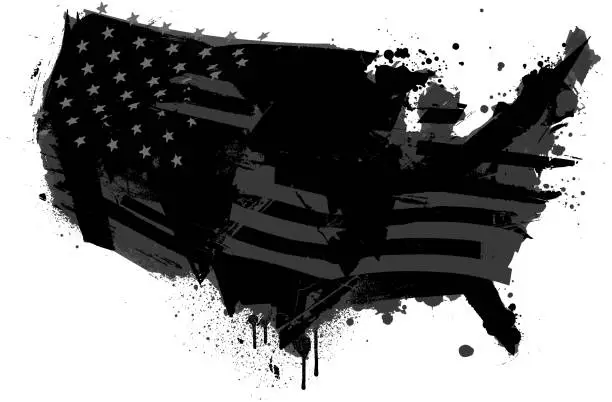 Vector illustration of United States distressed black illustration