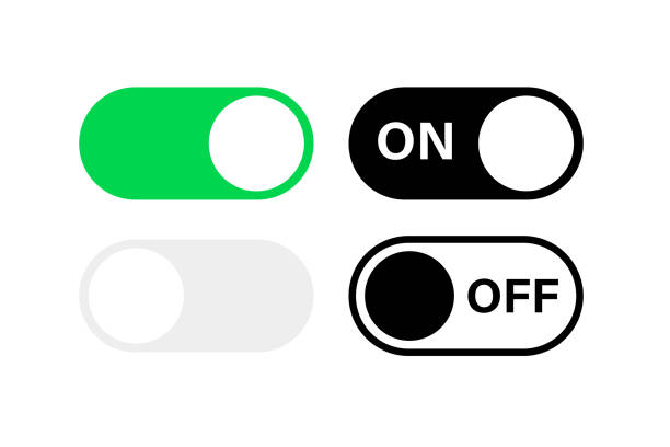переключатель переключения кнопок on off. вектор изолированных элементов интернета. кнопки переключения интерфейса мобильного приложения и  - on / off button stock illustrations