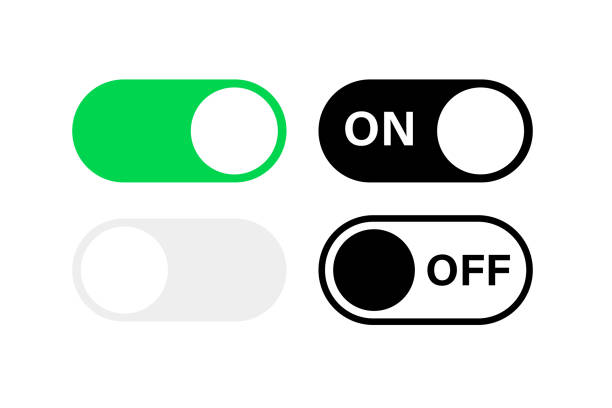 Switch toggle buttons ON OFF. Vector isolated web elements. Mobile app interface switch buttons and icon. Stock vector. Switch toggle buttons ON OFF. Vector isolated web elements. Mobile app interface switch buttons and icon. Stock vector. EPS 10 switch stock illustrations