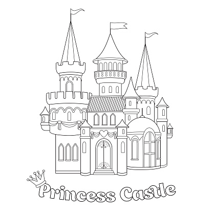 Beautiful Fairytale Castle For Princess Magic Kingdom Sketch With Vintage  Palace Coloring Page For Children Black Outline Drawing Wonderland Isolated  Cartoon Illustration Vector Stock Illustration - Download Image Now - iStock