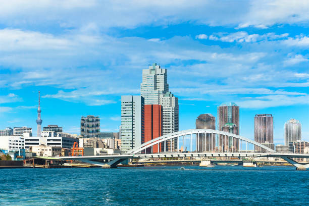istock Tsukiji Ohashi on the Sumida river with skyscrapers and Tokyo Skytree. 1253534752