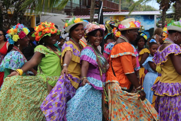 Every year the Carnival Congo Festivities in Portobelo, Colón - Costa Arriba, Panama goes on with the most colorful of sites. Festival de la pollera conga en Portobelo with Parades on the water and in the streets with Festival Captains Hats and the celebration of the Queen and King, Princesses and Princes. People from all over Panama and from all over the world come to enjoy the clothes, food, fun & happy occasion.