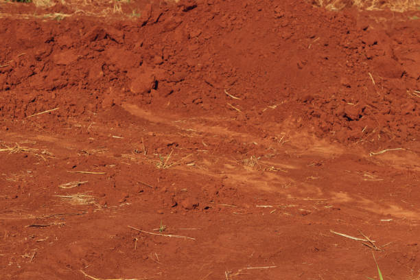 Red ground soil texture in brazil.